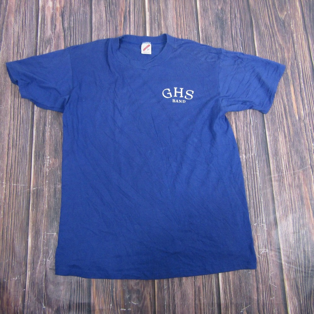 Jerzees T-Shirt Mens L Blue GHS Mustang Band Vintage Graphic Tee